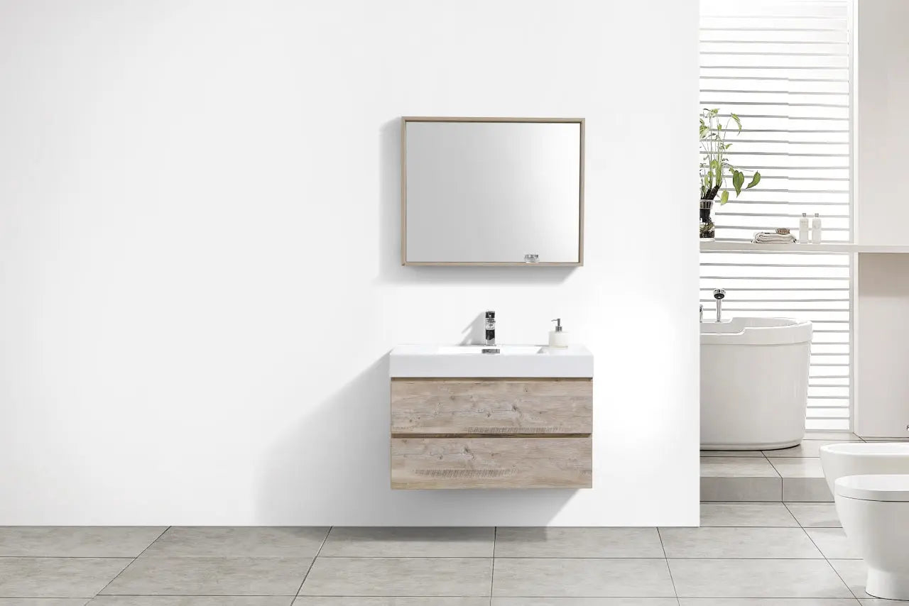Kube Bath Bliss 36″ Nature Wood Wall Mount Modern Bathroom Vanity - Plumbing Market