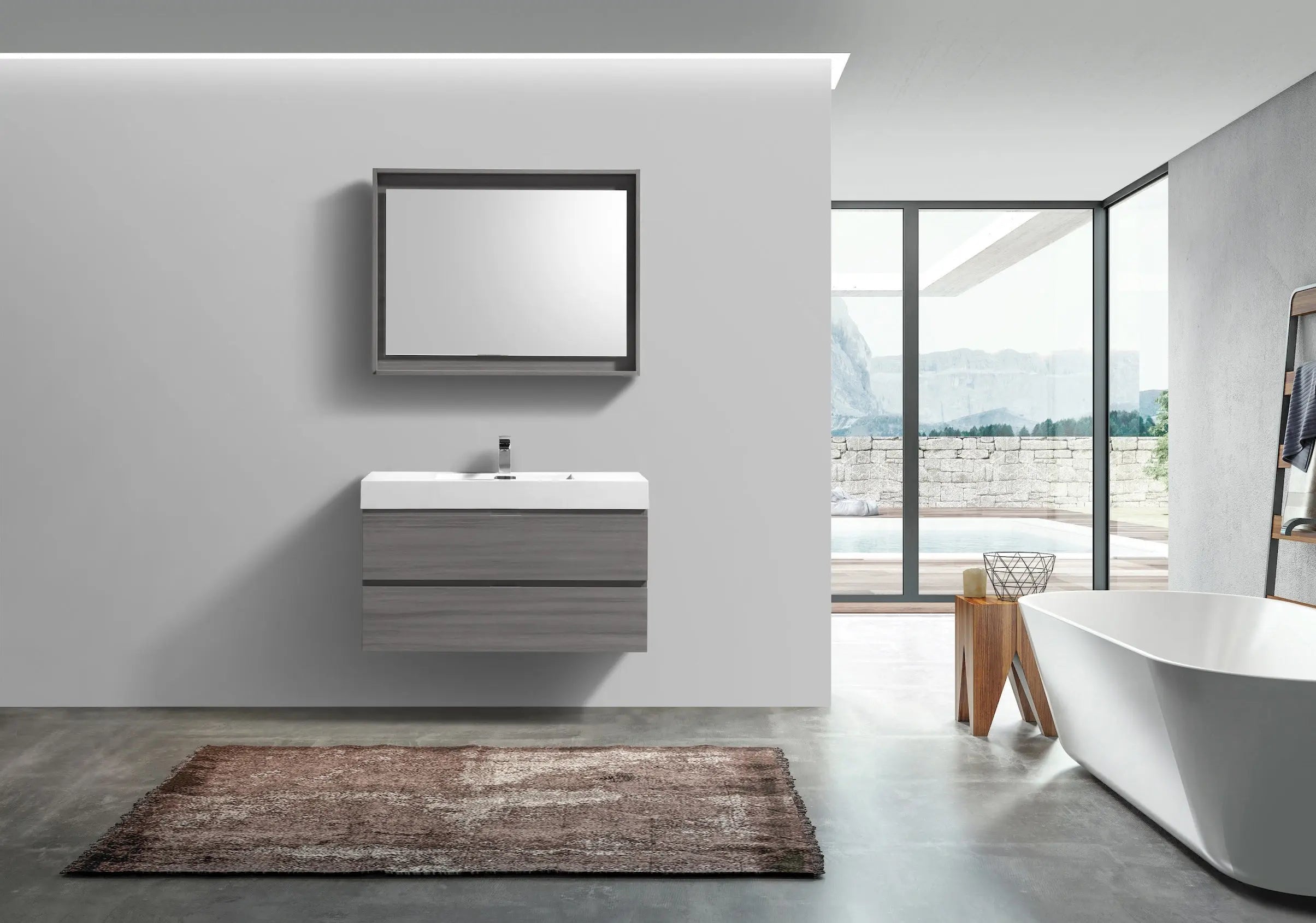 Kube Bath Bliss 36″ Vulcan Ash Grey Wall Mount Modern Bathroom Vanity - Plumbing Market