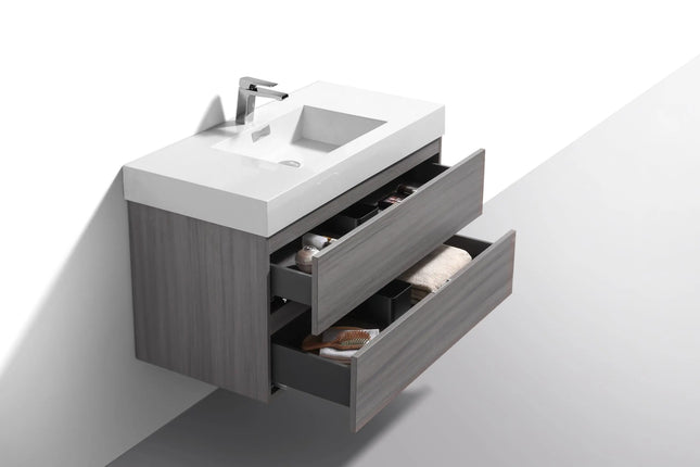 Kube Bath Bliss 36″ Vulcan Ash Grey Wall Mount Modern Bathroom Vanity - Plumbing Market