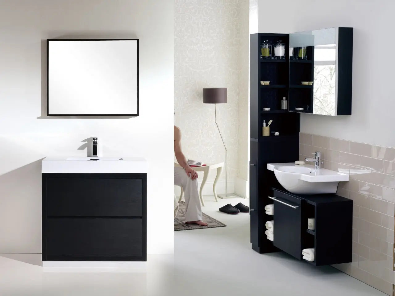 Kube Bath Bliss 40″ Black Free Standing Modern Bathroom Vanity - Plumbing Market