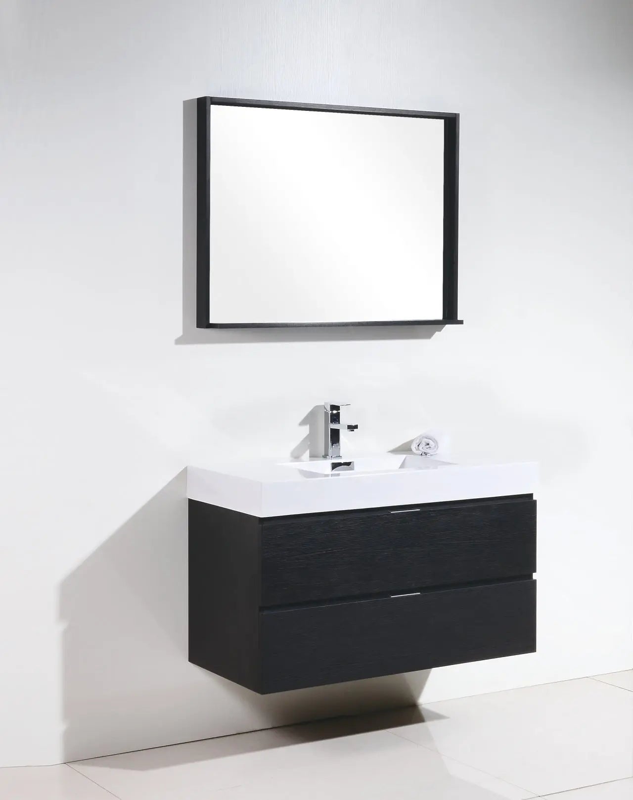 Kube Bath Bliss 40″ Black Wood Wall Mount Modern Bathroom Vanity - Plumbing Market