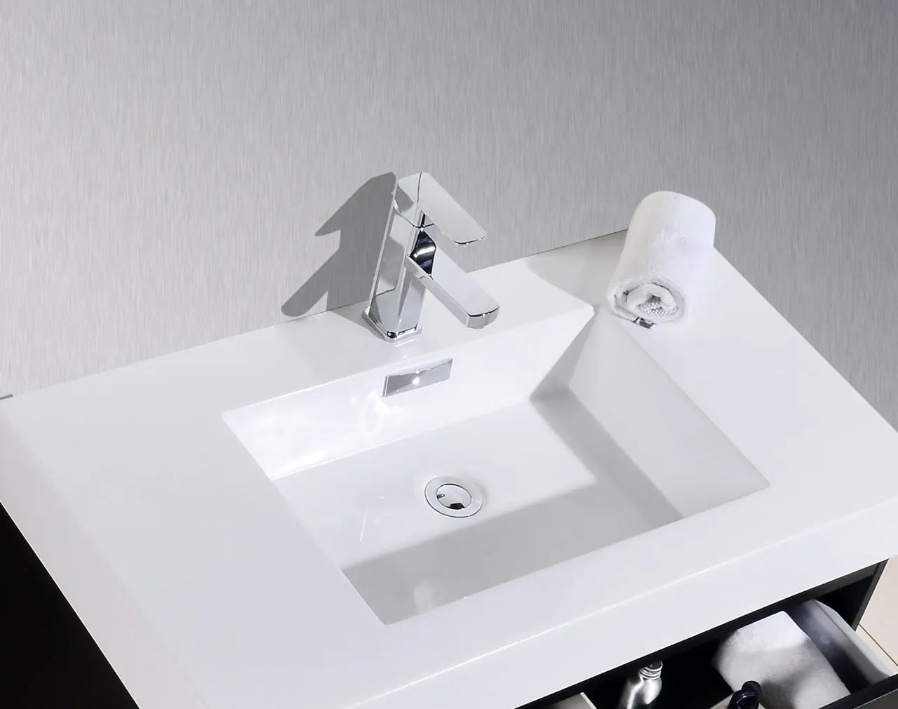 Kube Bath Bliss 40″ Black Wood Wall Mount Modern Bathroom Vanity - Plumbing Market