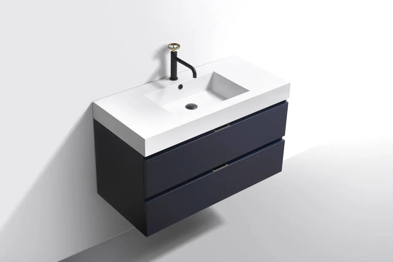 Kube Bath Bliss 40″ Blue Wall Mount Modern Bathroom Vanity - Plumbing Market