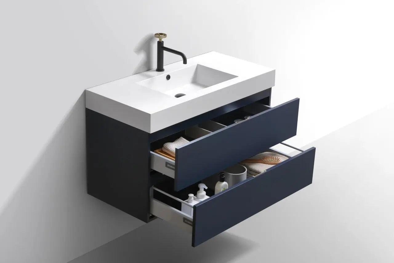 Kube Bath Bliss 40″ Blue Wall Mount Modern Bathroom Vanity - Plumbing Market