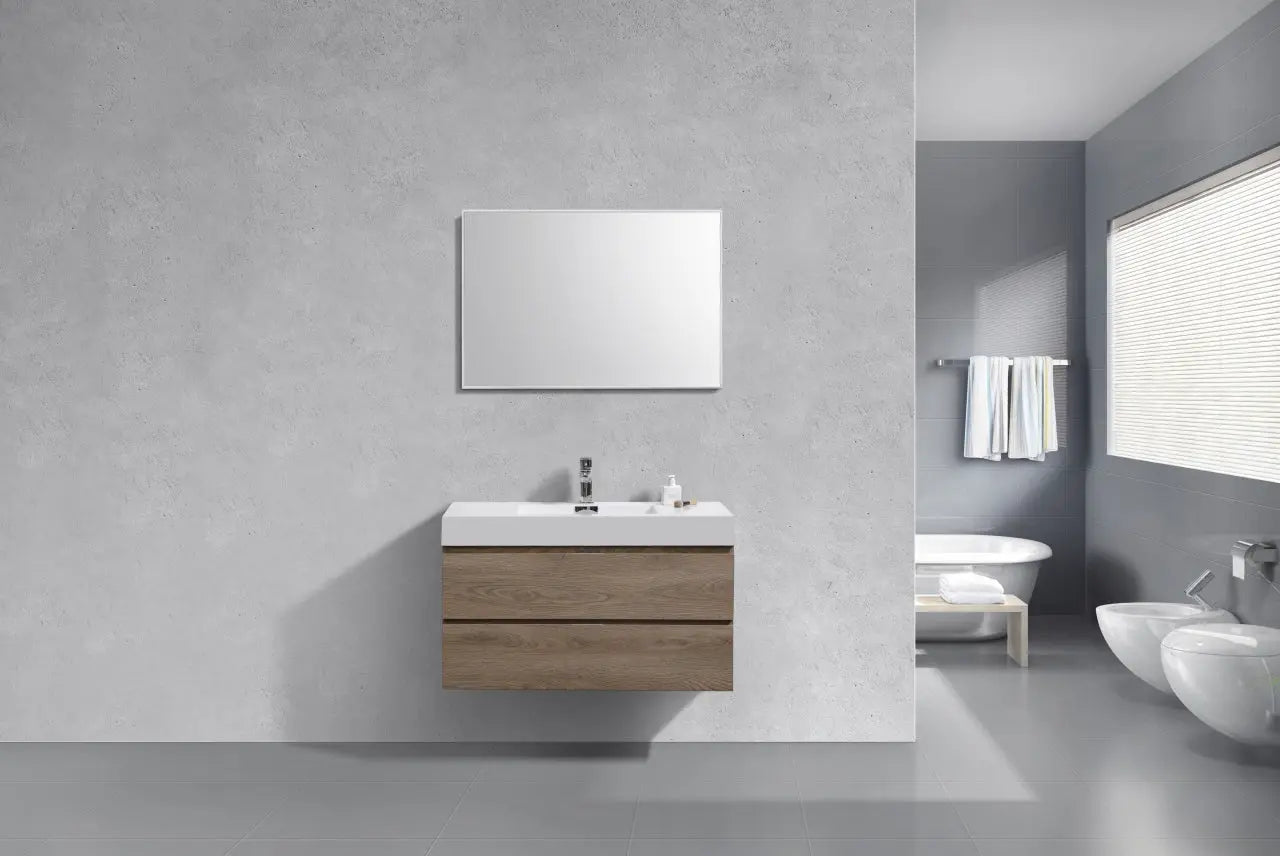 Kube Bath Bliss 40″ Butternut Wall Mount Modern Bathroom Vanity - Plumbing Market