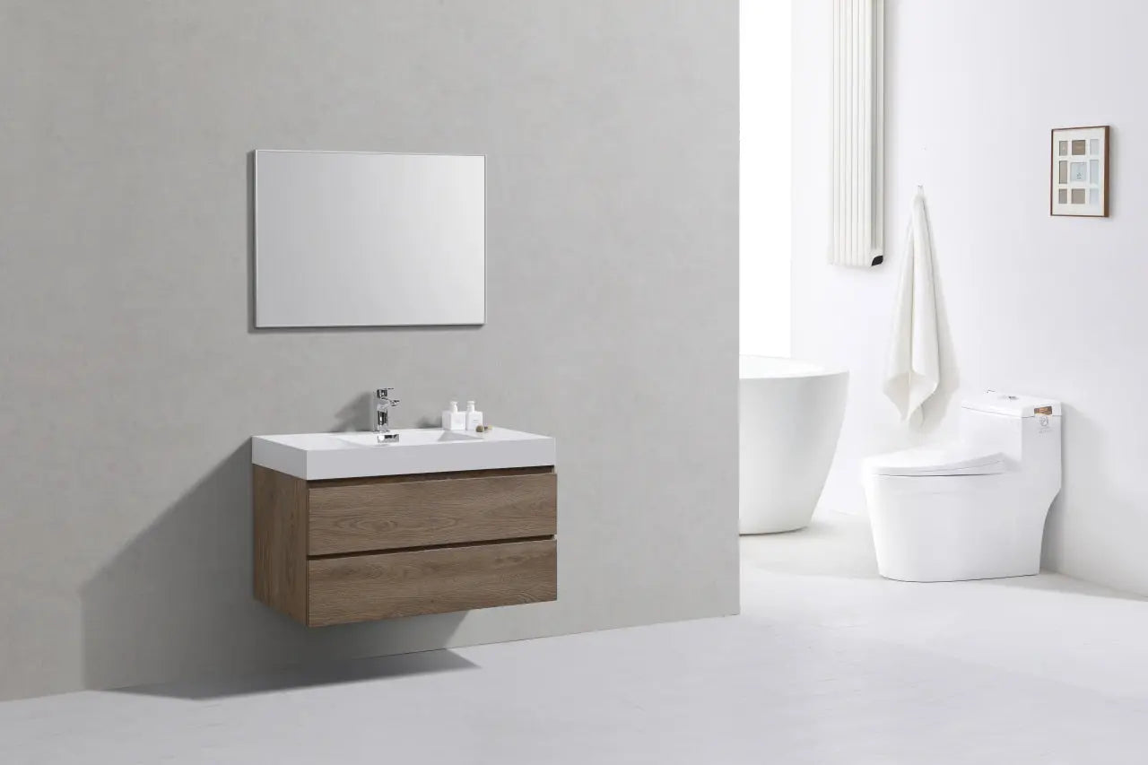 Kube Bath Bliss 40″ Butternut Wall Mount Modern Bathroom Vanity - Plumbing Market