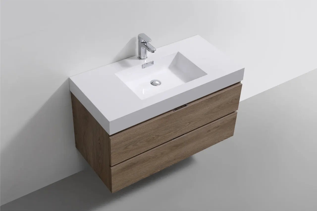 Kube Bath Bliss 40″ Butternut Wall Mount Modern Bathroom Vanity - Plumbing Market