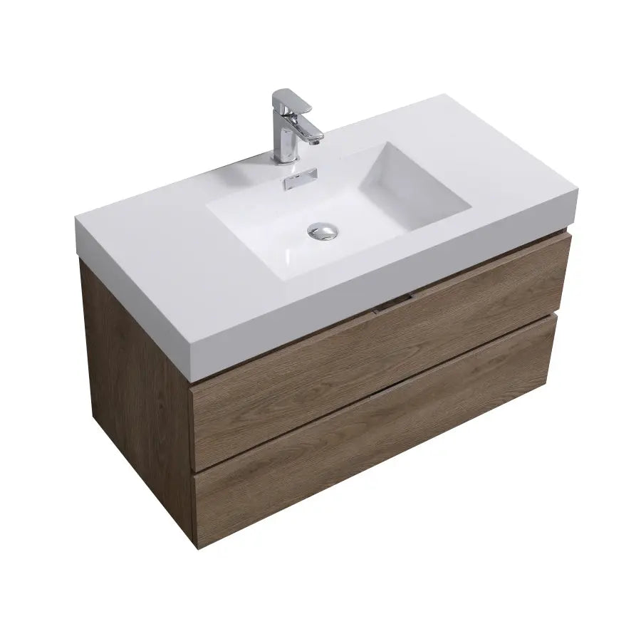 Kube Bath Bliss 40″ Butternut Wall Mount Modern Bathroom Vanity - Plumbing Market