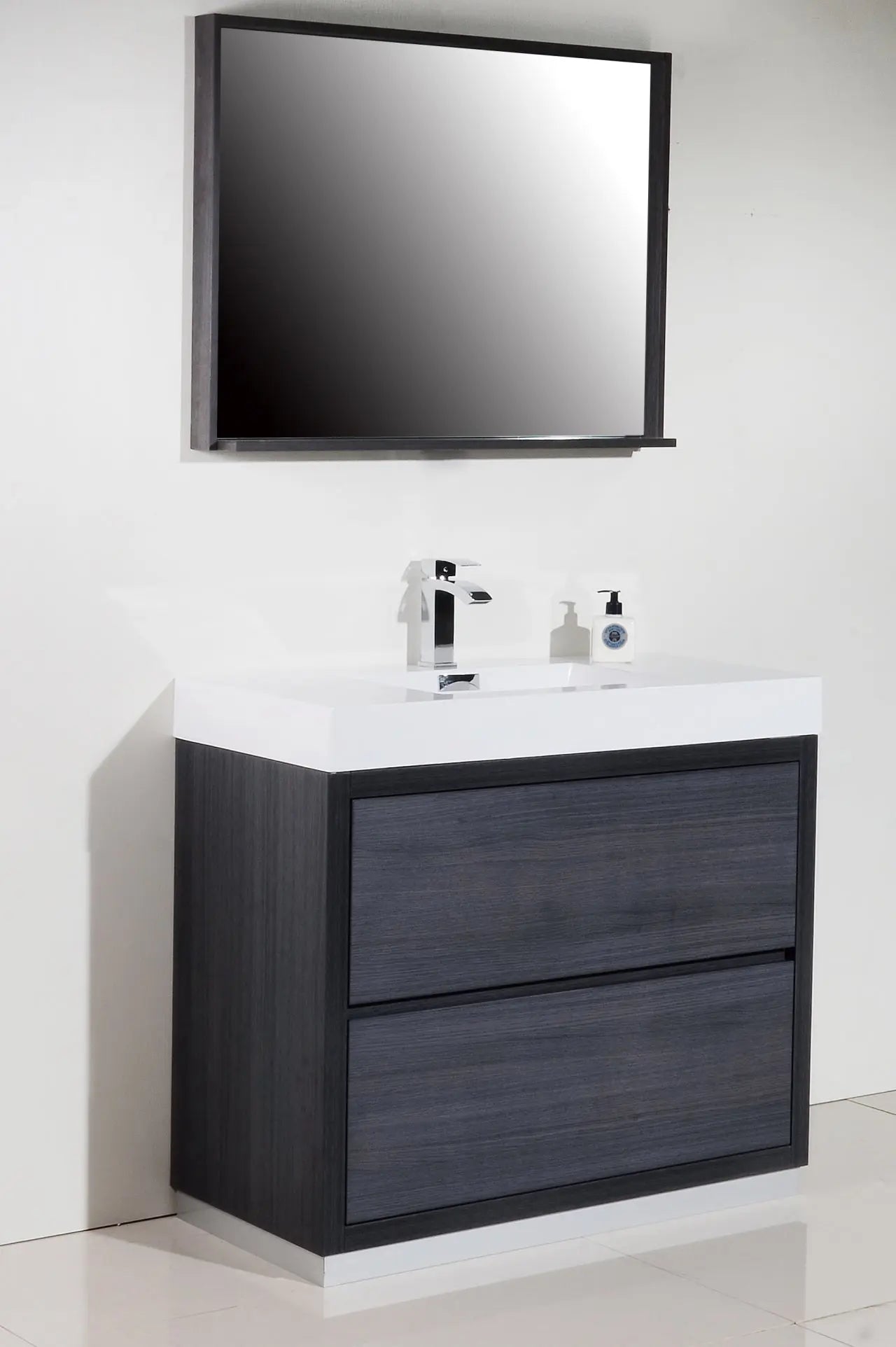Kube Bath Bliss 40″ Gray Oak Free Standing Modern Bathroom Vanity - Plumbing Market