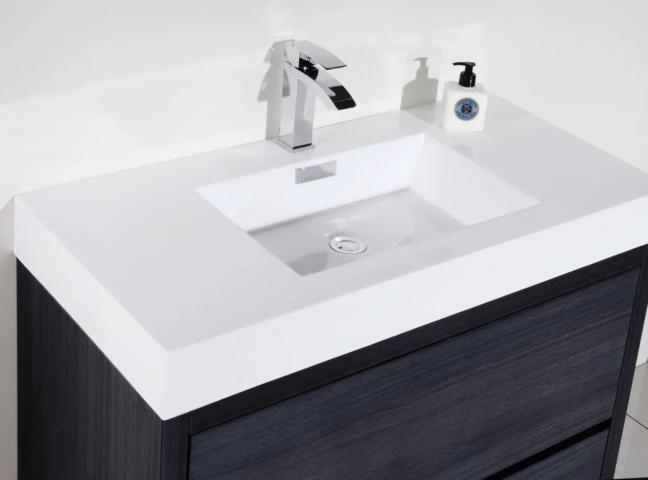Kube Bath Bliss 40″ Gray Oak Free Standing Modern Bathroom Vanity - Plumbing Market