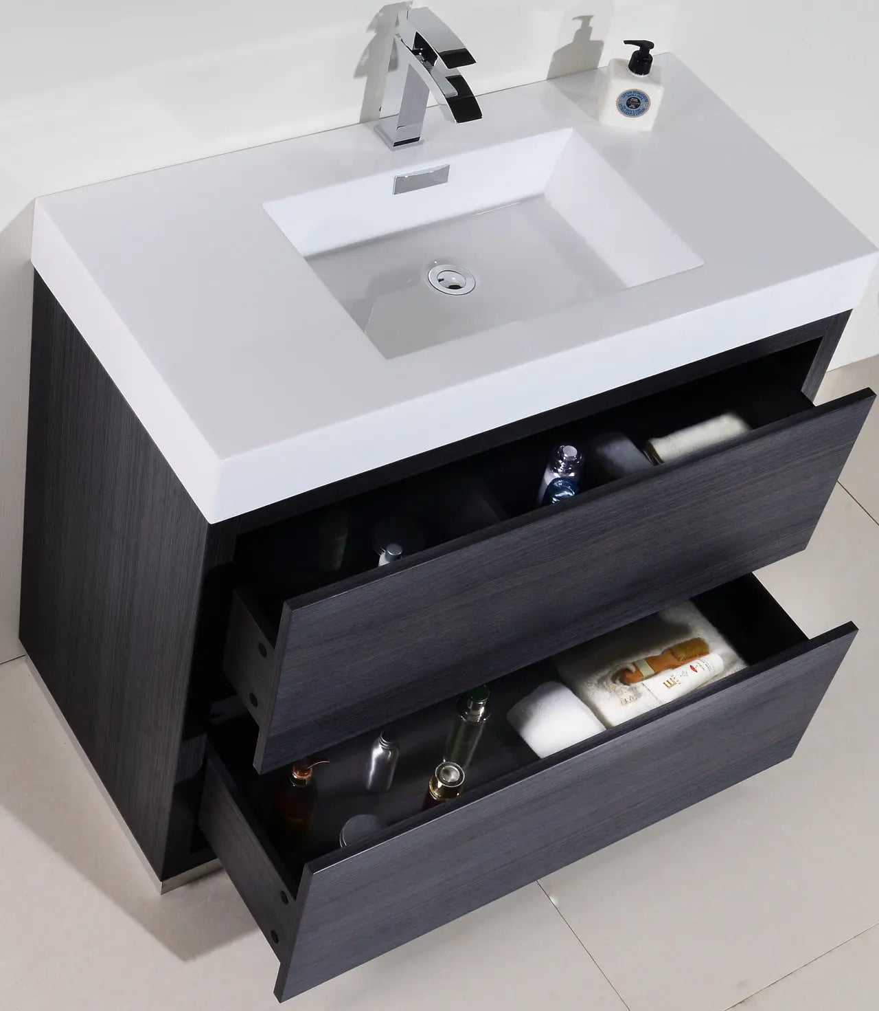 Kube Bath Bliss 40″ Gray Oak Free Standing Modern Bathroom Vanity - Plumbing Market