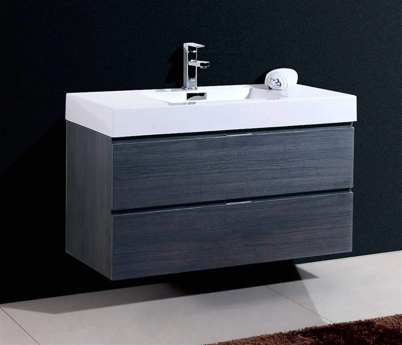 Kube Bath Bliss 40″ Gray Oak Wall Mount Modern Bathroom Vanity - Plumbing Market