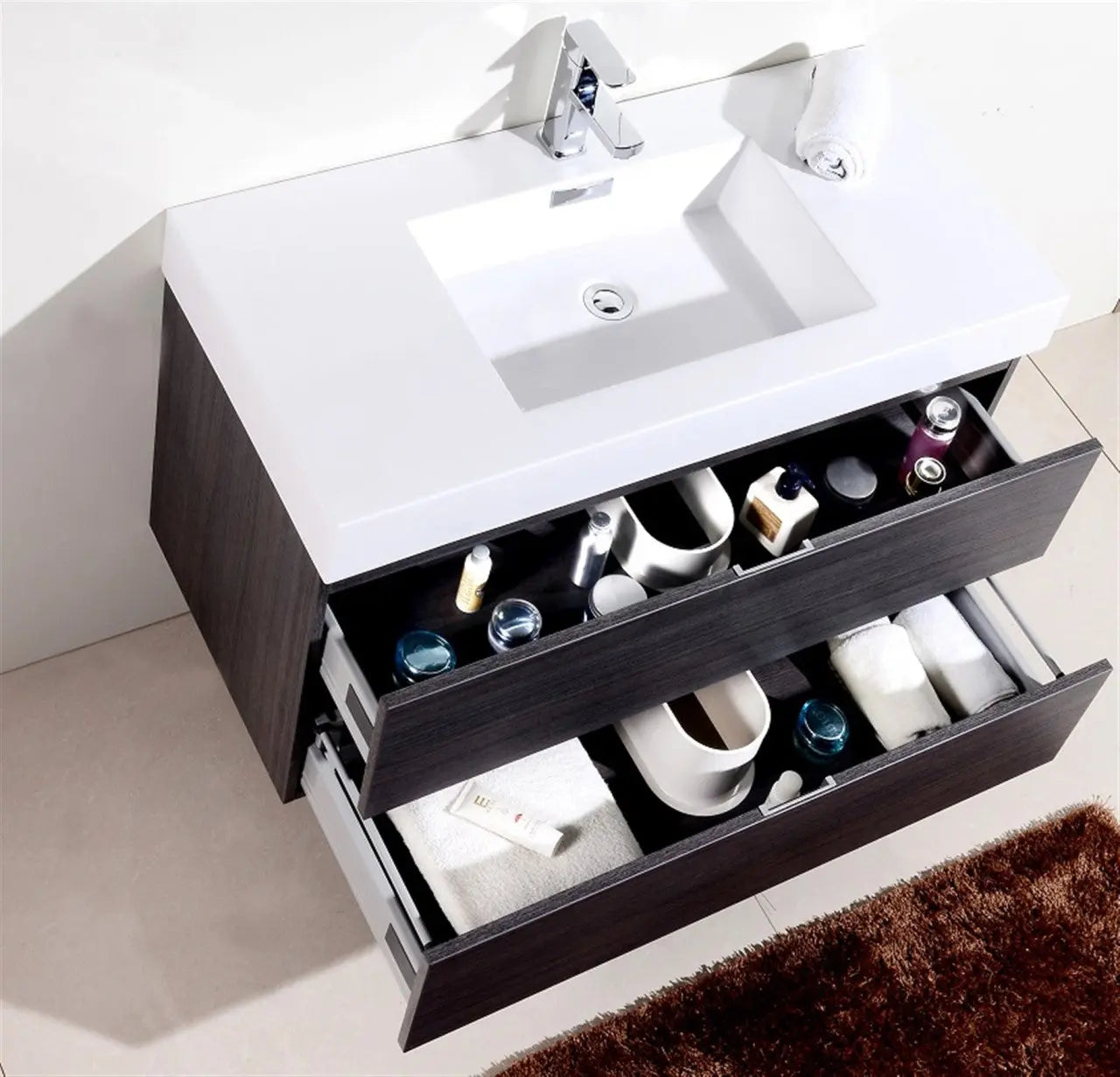 Kube Bath Bliss 40″ Gray Oak Wall Mount Modern Bathroom Vanity - Plumbing Market