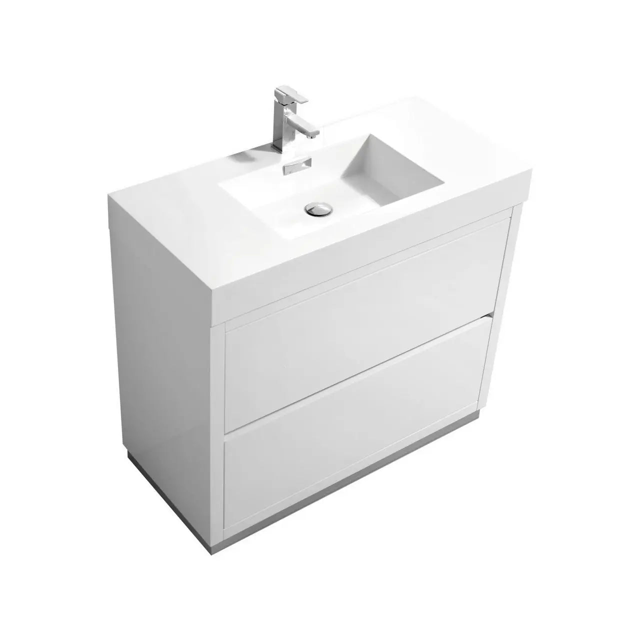 Kube Bath Bliss 40″ High Gloss White Free Standing Modern Bathroom Vanity - Plumbing Market