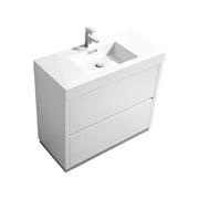 Kube Bath Bliss 40″ High Gloss White Free Standing Modern Bathroom Vanity - Plumbing Market