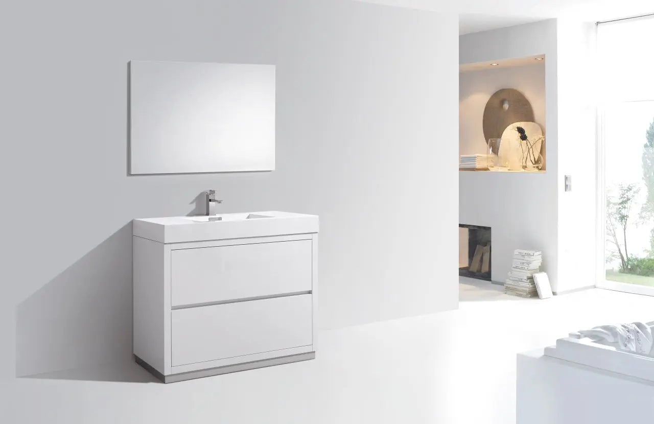 Kube Bath Bliss 40″ High Gloss White Free Standing Modern Bathroom Vanity - Plumbing Market