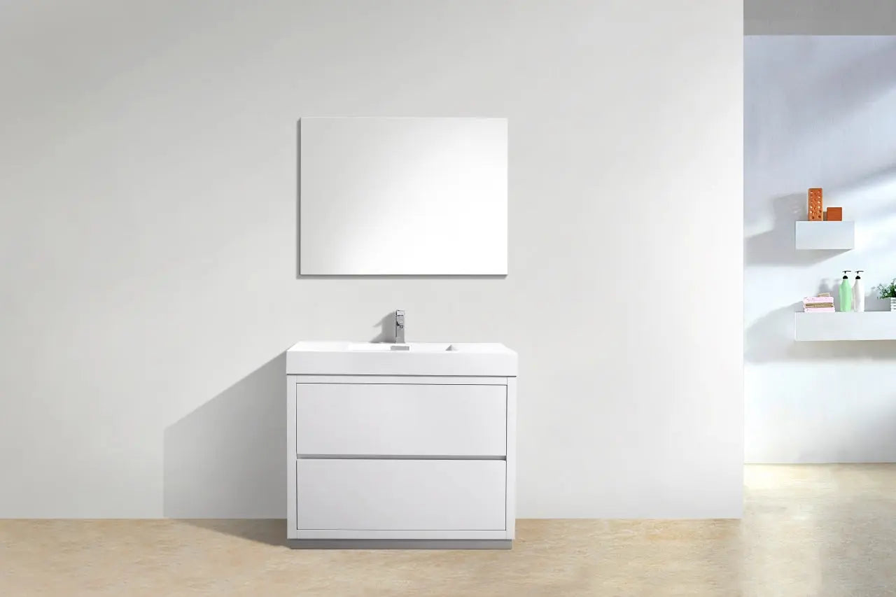Kube Bath Bliss 40″ High Gloss White Free Standing Modern Bathroom Vanity - Plumbing Market