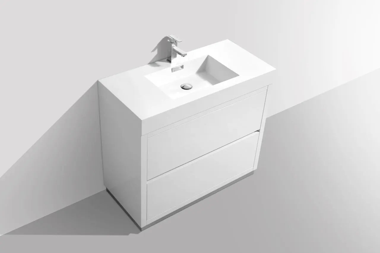 Kube Bath Bliss 40″ High Gloss White Free Standing Modern Bathroom Vanity - Plumbing Market