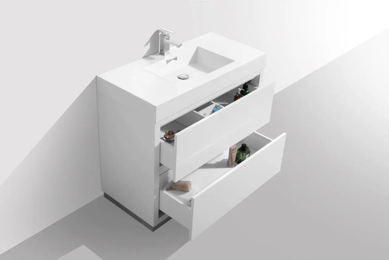 Kube Bath Bliss 40″ High Gloss White Free Standing Modern Bathroom Vanity - Plumbing Market