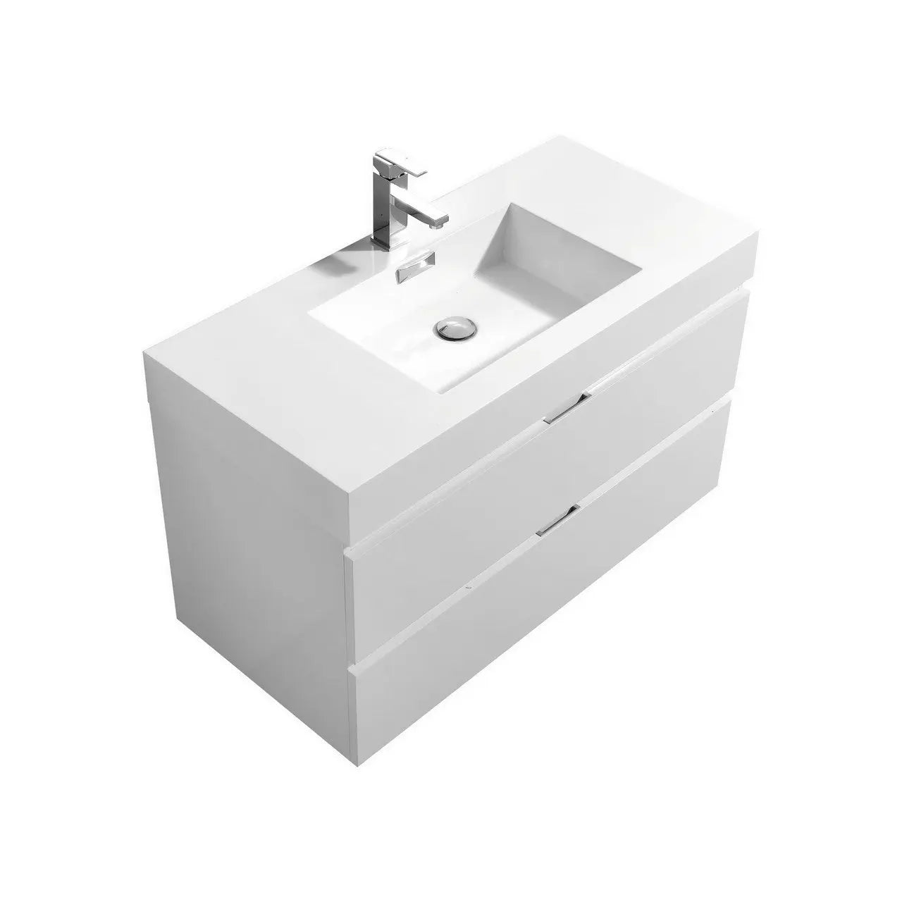 Kube Bath Bliss 40″ High Gloss White Wall Mount Modern Bathroom Vanity - Plumbing Market