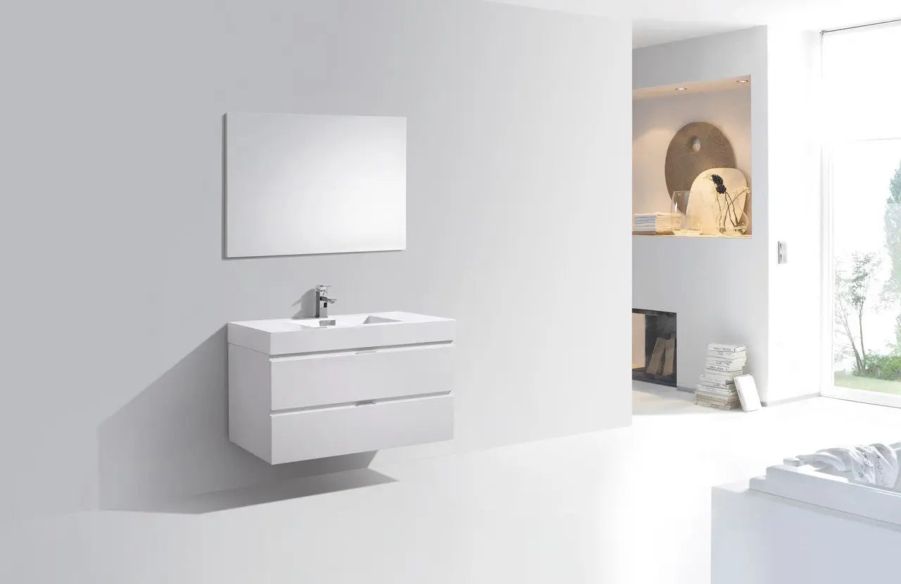 Kube Bath Bliss 40″ High Gloss White Wall Mount Modern Bathroom Vanity - Plumbing Market
