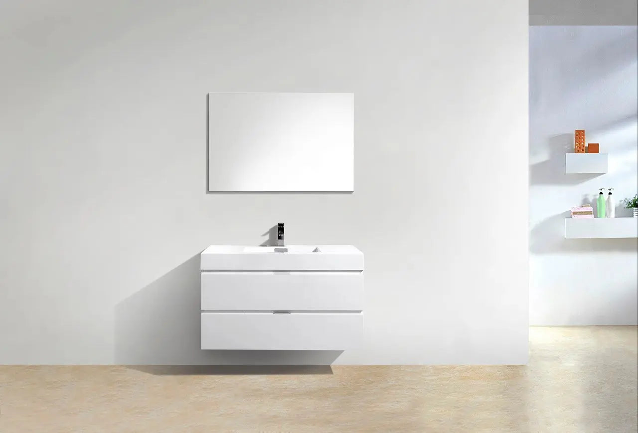 Kube Bath Bliss 40″ High Gloss White Wall Mount Modern Bathroom Vanity - Plumbing Market