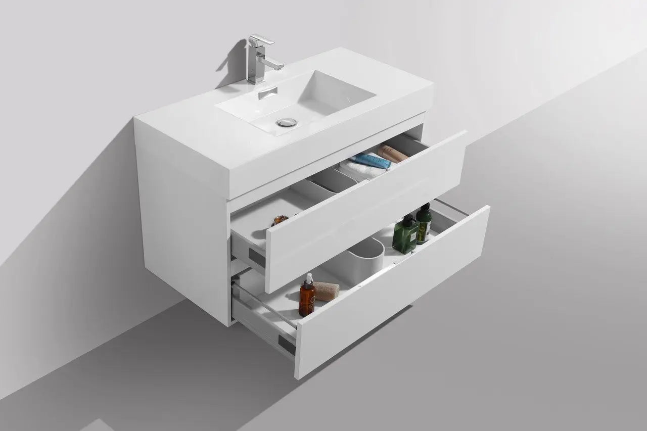 Kube Bath Bliss 40″ High Gloss White Wall Mount Modern Bathroom Vanity - Plumbing Market