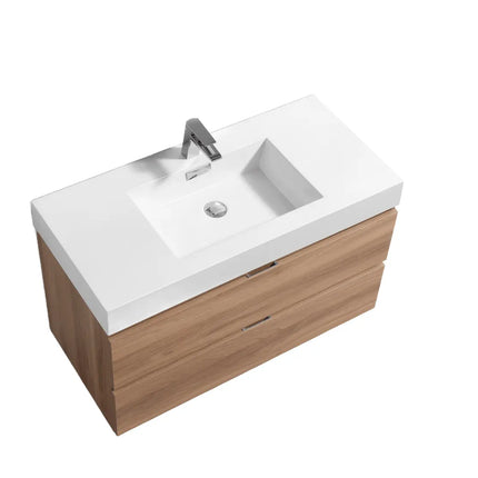 Kube Bath Bliss 40″ Honey Oak Wall Mount Modern Bathroom Vanity - Plumbing Market