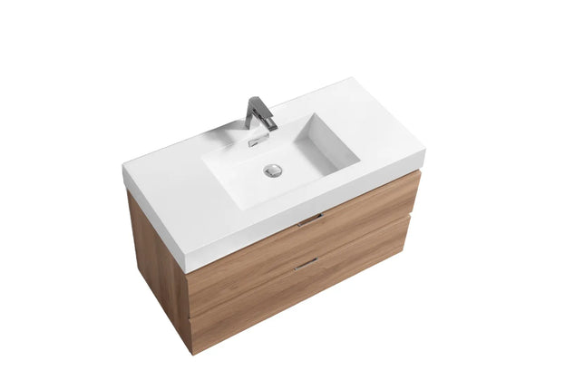 Kube Bath Bliss 40″ Honey Oak Wall Mount Modern Bathroom Vanity - Plumbing Market