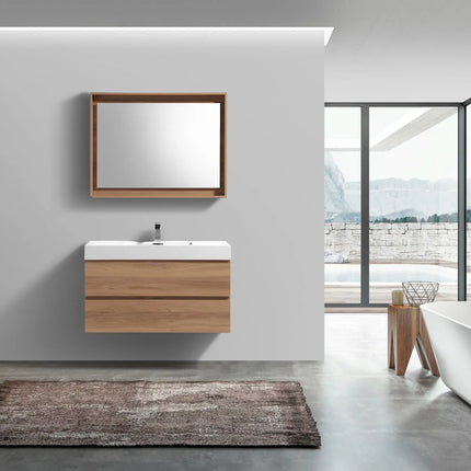 Kube Bath Bliss 40″ Honey Oak Wall Mount Modern Bathroom Vanity - Plumbing Market