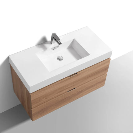 Kube Bath Bliss 40″ Honey Oak Wall Mount Modern Bathroom Vanity - Plumbing Market