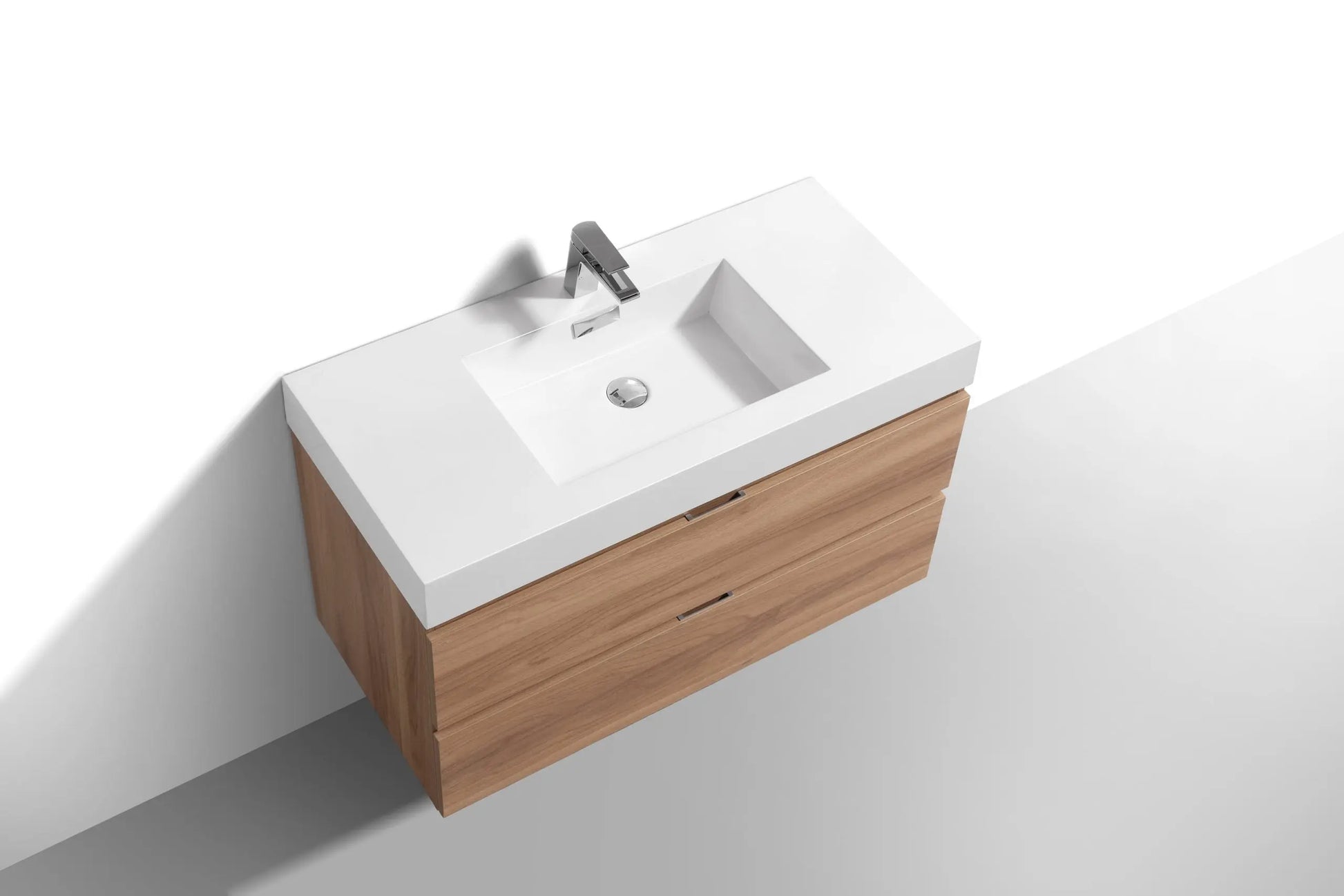 Kube Bath Bliss 40″ Honey Oak Wall Mount Modern Bathroom Vanity - Plumbing Market