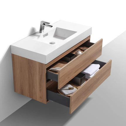 Kube Bath Bliss 40″ Honey Oak Wall Mount Modern Bathroom Vanity - Plumbing Market