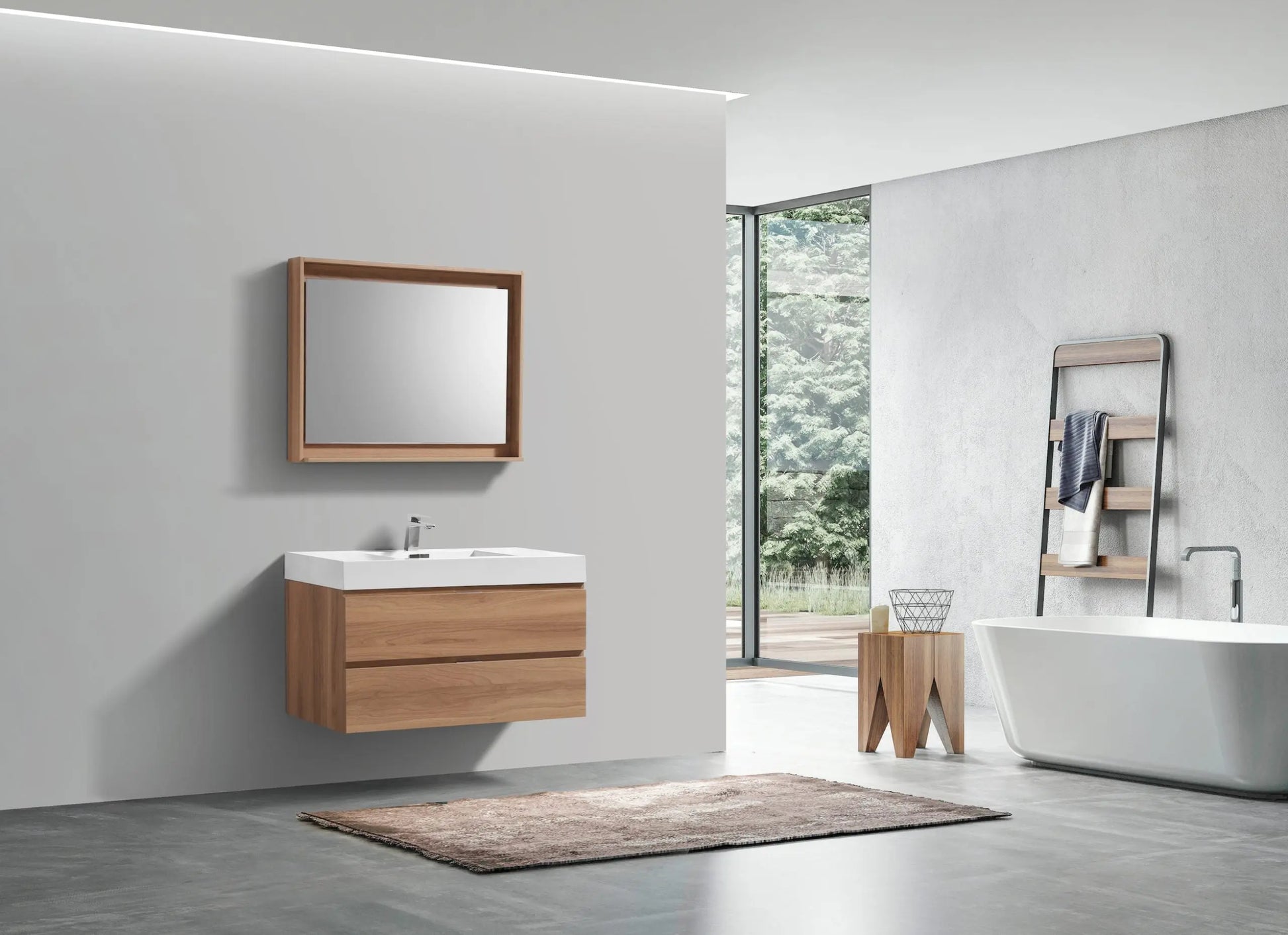 Kube Bath Bliss 40″ Honey Oak Wall Mount Modern Bathroom Vanity - Plumbing Market