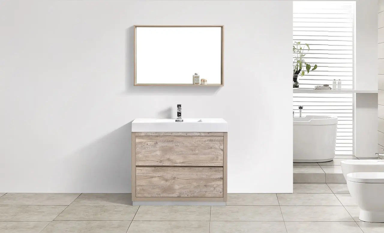 Kube Bath Bliss 40″ Nature Wood Floor Mount Modern Bathroom Vanity - Plumbing Market