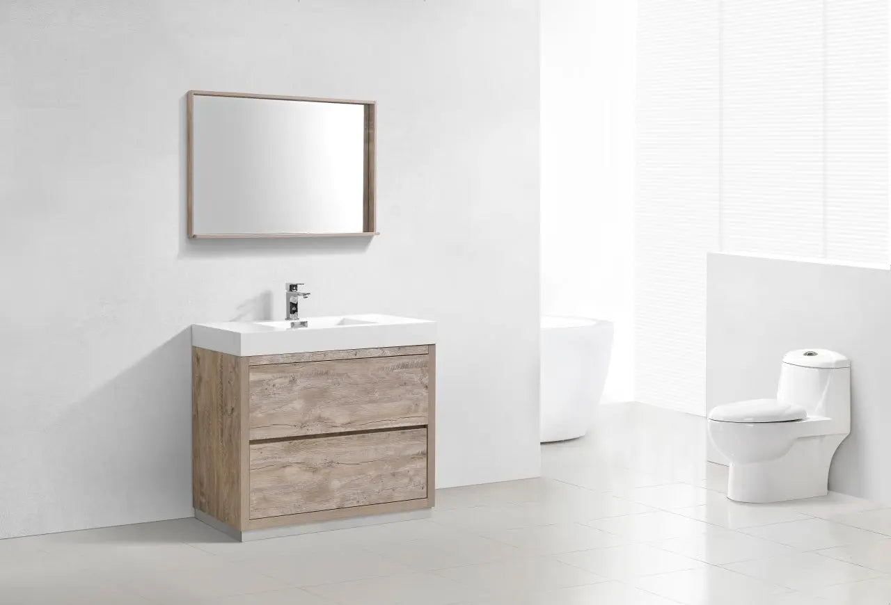 Kube Bath Bliss 40″ Nature Wood Floor Mount Modern Bathroom Vanity - Plumbing Market