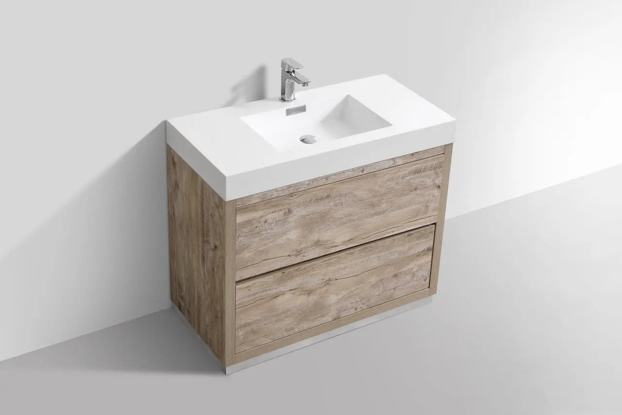 Kube Bath Bliss 40″ Nature Wood Floor Mount Modern Bathroom Vanity - Plumbing Market