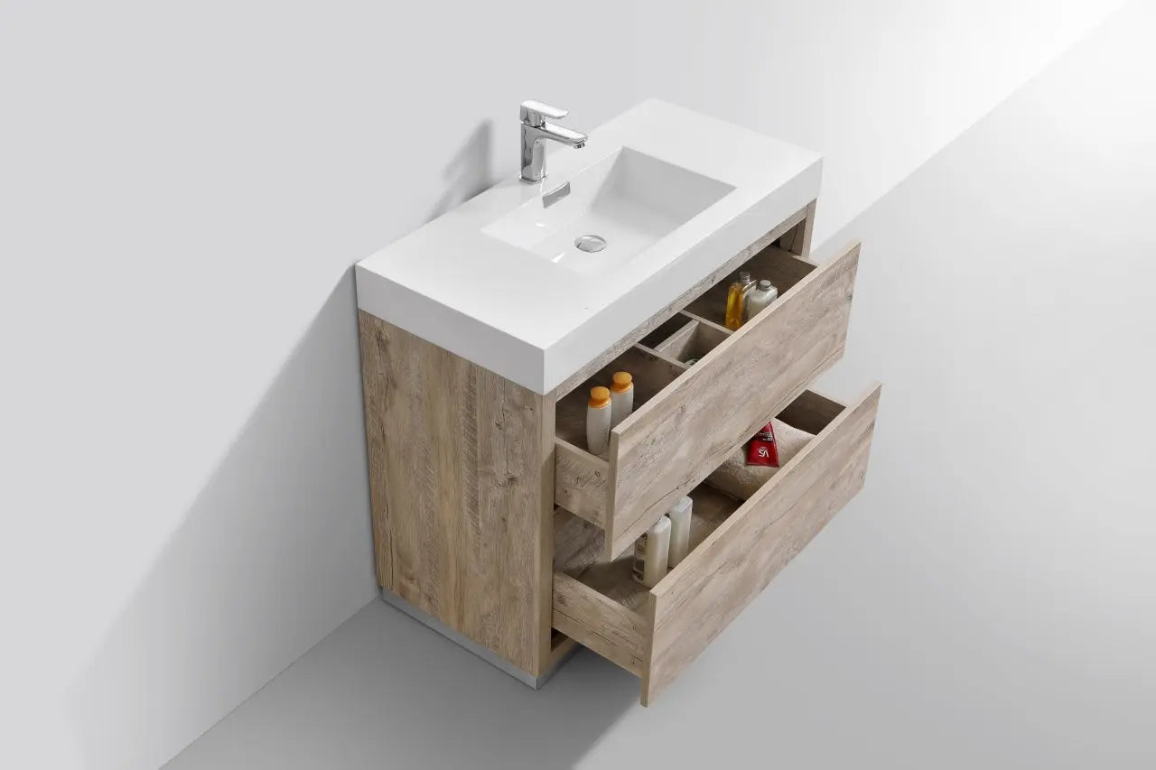 Kube Bath Bliss 40″ Nature Wood Floor Mount Modern Bathroom Vanity - Plumbing Market