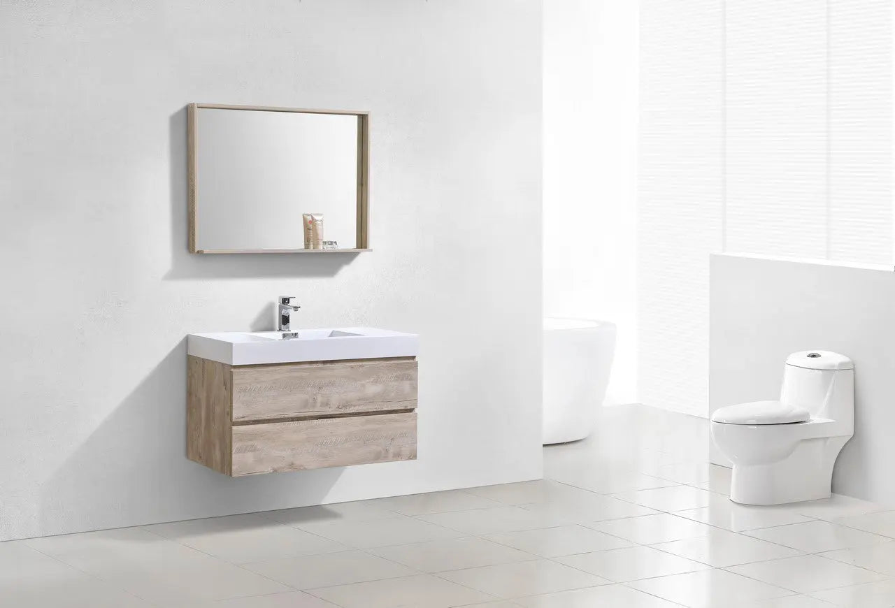 Kube Bath Bliss 40″ Nature Wood Wall Mount Modern Bathroom Vanity - Plumbing Market