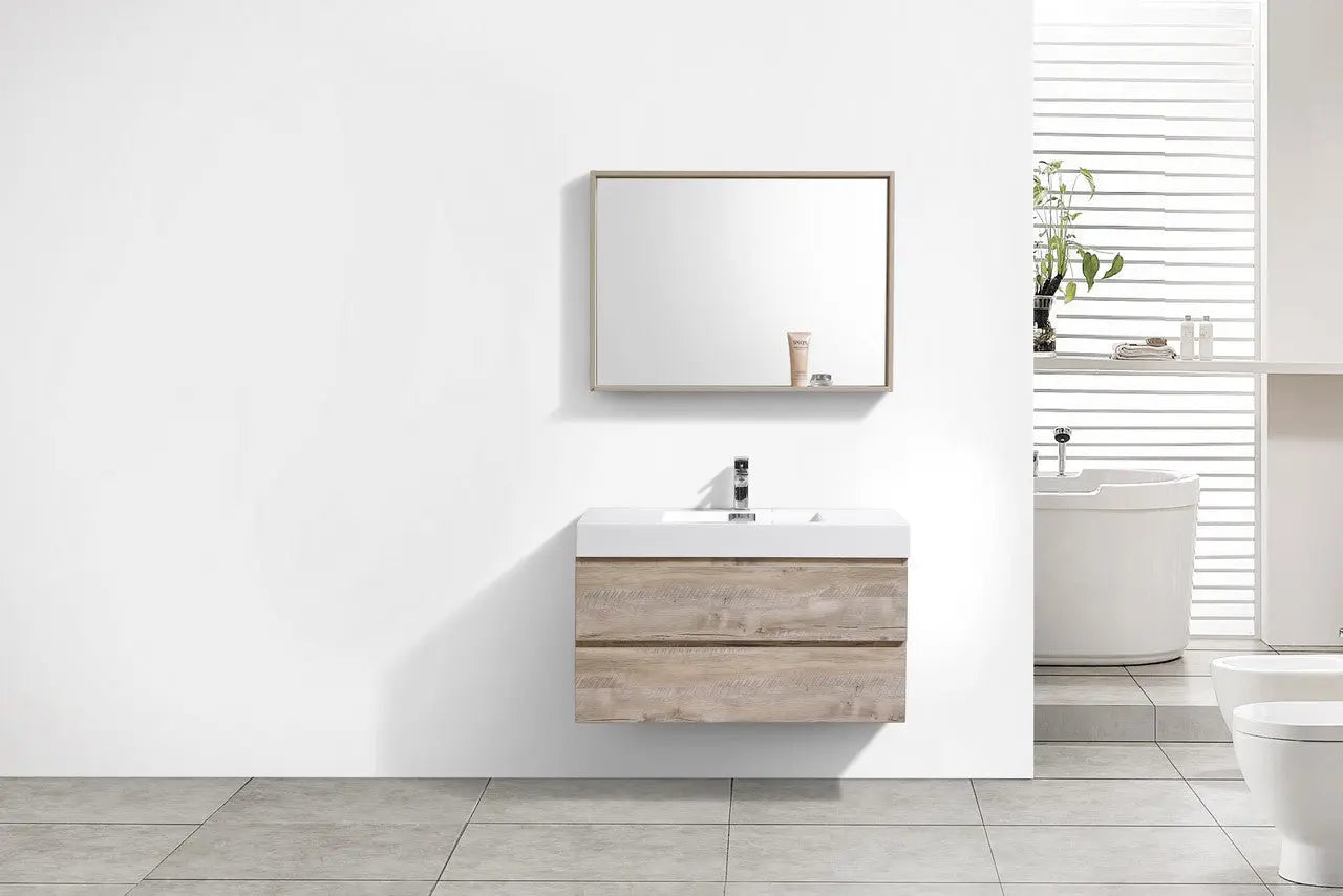 Kube Bath Bliss 40″ Nature Wood Wall Mount Modern Bathroom Vanity - Plumbing Market