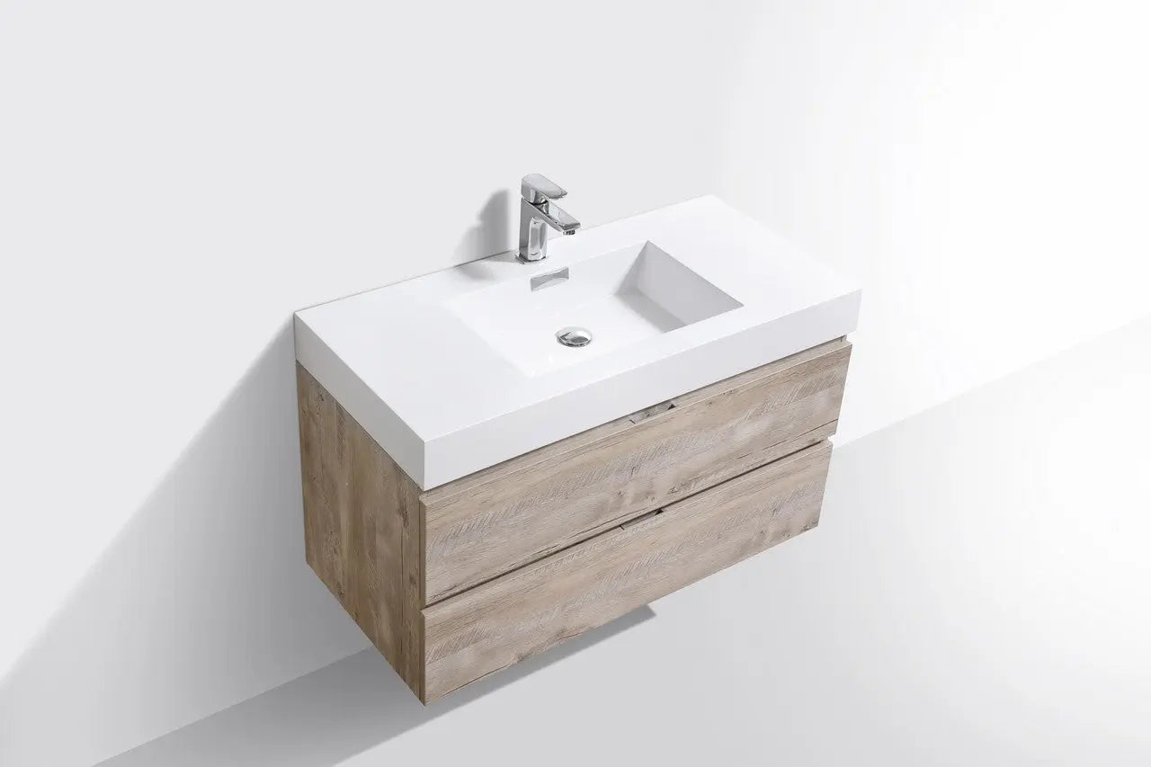 Kube Bath Bliss 40″ Nature Wood Wall Mount Modern Bathroom Vanity - Plumbing Market