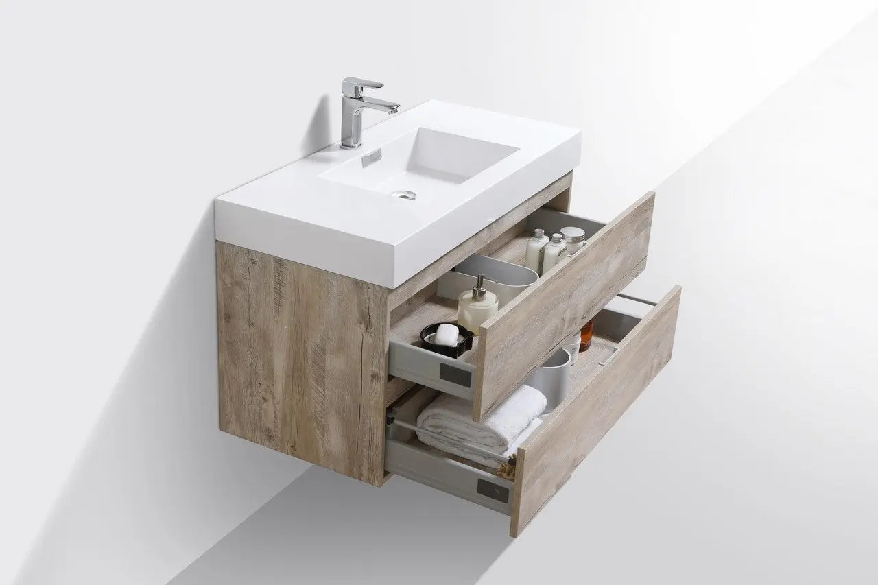 Kube Bath Bliss 40″ Nature Wood Wall Mount Modern Bathroom Vanity - Plumbing Market