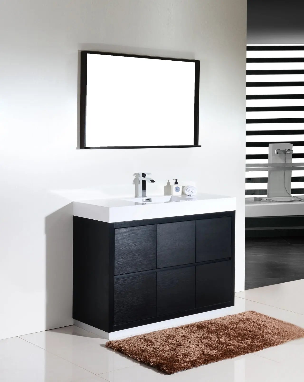 Kube Bath Bliss 48″ Black Free Standing Modern Bathroom Vanity - Plumbing Market