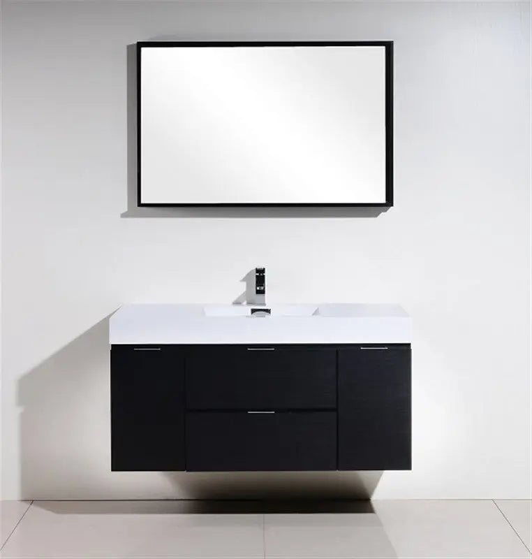 Kube Bath Bliss 48″ Black Wall Mount Single Sink Modern Bathroom Vanity - Plumbing Market
