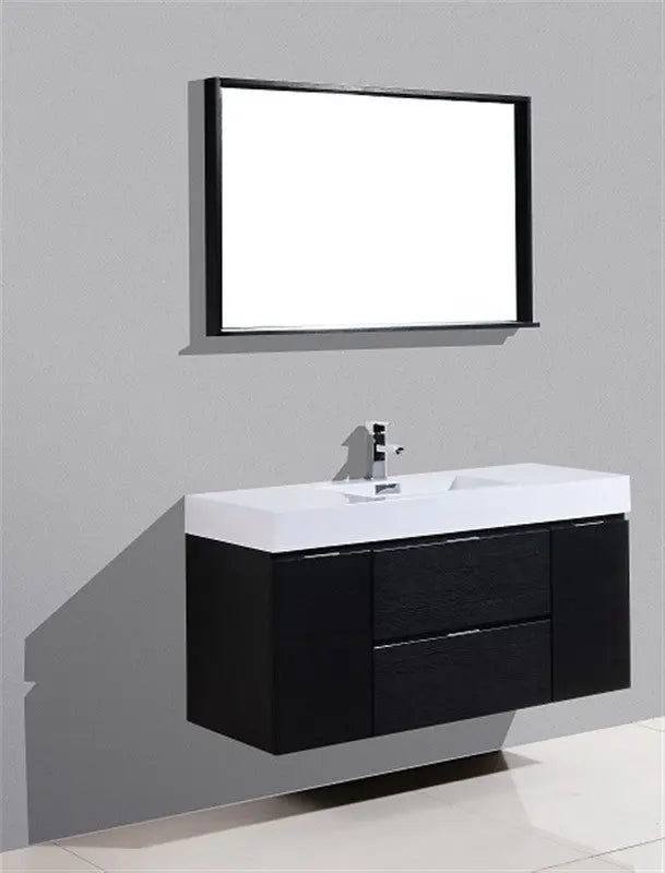 Kube Bath Bliss 48″ Black Wall Mount Single Sink Modern Bathroom Vanity - Plumbing Market