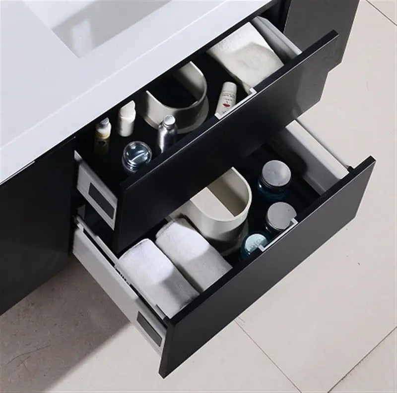 Kube Bath Bliss 48″ Black Wall Mount Single Sink Modern Bathroom Vanity - Plumbing Market