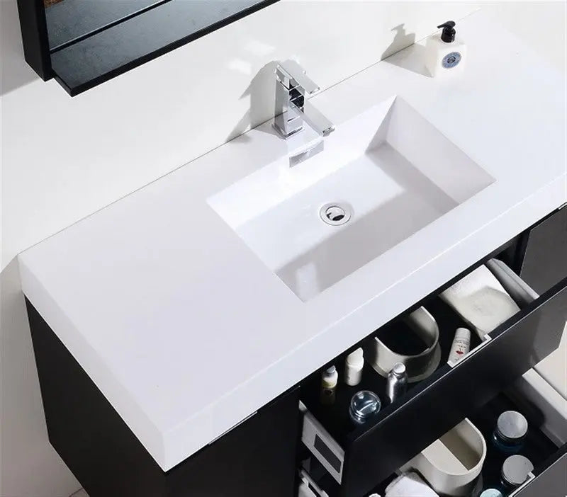 Kube Bath Bliss 48″ Black Wall Mount Single Sink Modern Bathroom Vanity - Plumbing Market