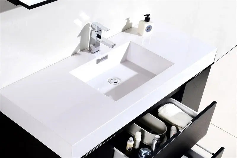 Kube Bath Bliss 48″ Black Wall Mount Single Sink Modern Bathroom Vanity - Plumbing Market