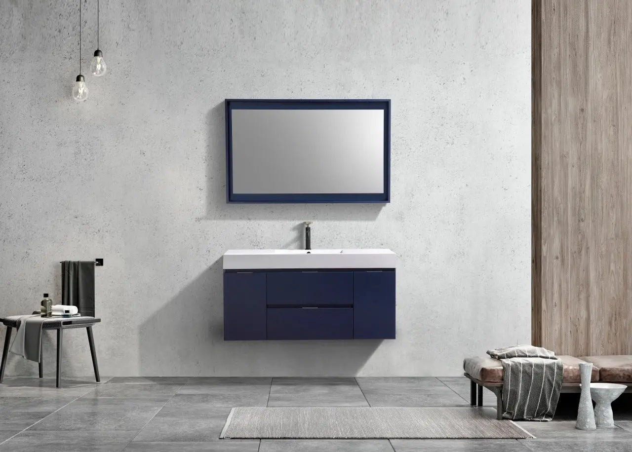 Kube Bath Bliss 48″ Blue Wall Mount Single Sink Modern Bathroom Vanity - Plumbing Market