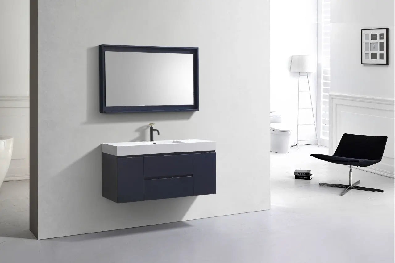Kube Bath Bliss 48″ Blue Wall Mount Single Sink Modern Bathroom Vanity - Plumbing Market